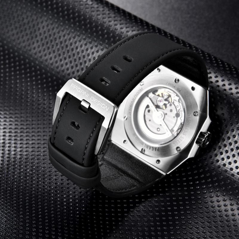 PAGANI DESIGN New Men's Automatic Watches Skeleton Stainless Steel Mechanical Sports Watch with Silicone Watchband Unique Watch Case Miyota 8217 Movt