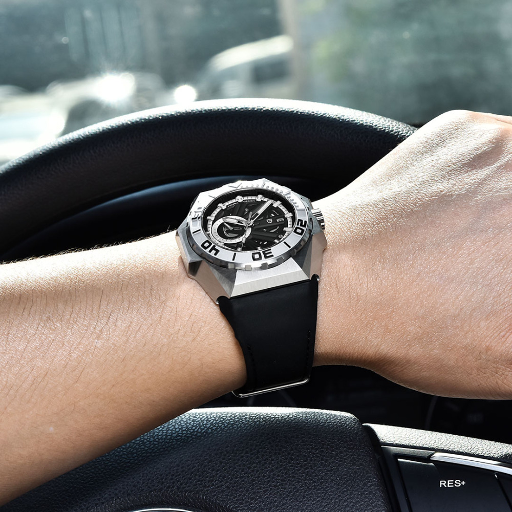PAGANI DESIGN New Men's Automatic Watches Skeleton Stainless Steel Mechanical Sports Watch with Silicone Watchband Unique Watch Case Miyota 8217 Movt