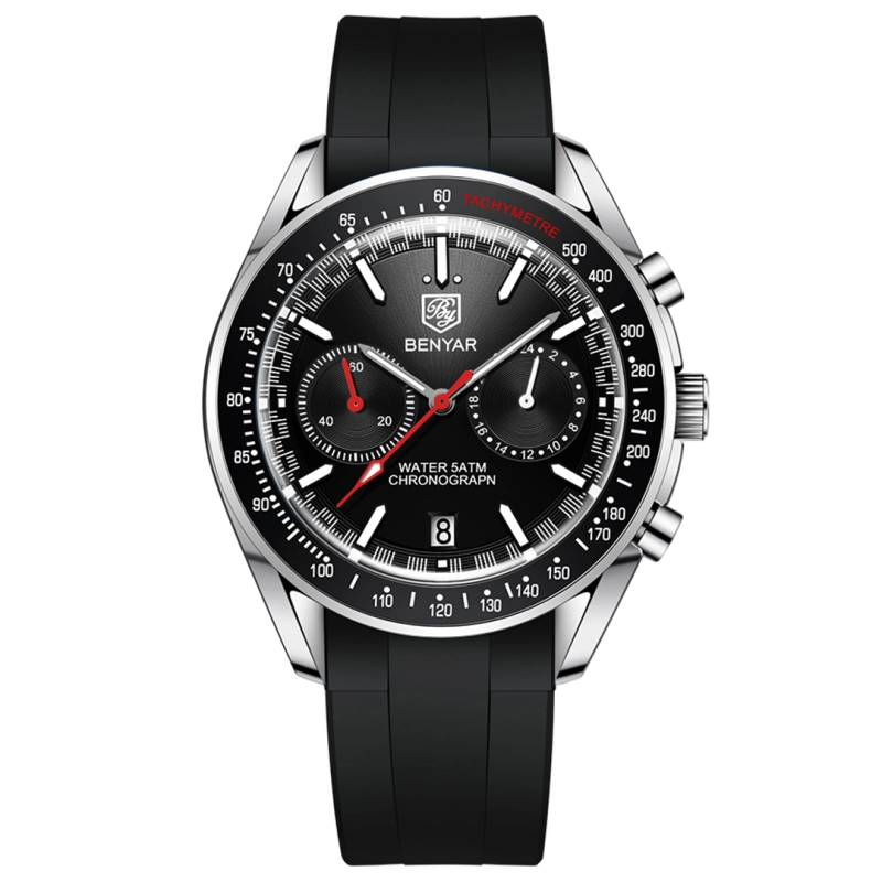 BENYAR Quartz Men's Watches full Steel Sports Waterproof Chronograph Wrist Watches for Men BY5194