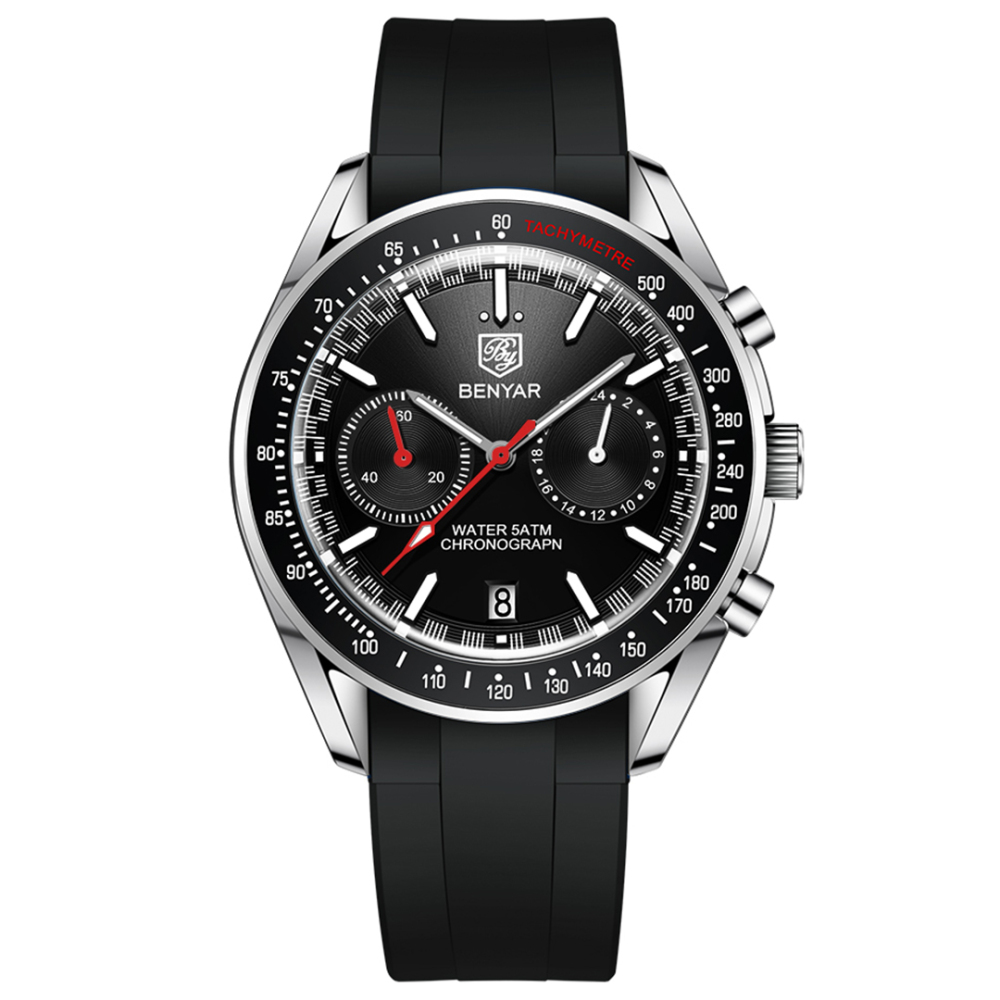 BENYAR Quartz Men's Watches full Steel Sports Waterproof Chronograph Wrist Watches for Men BY5194
