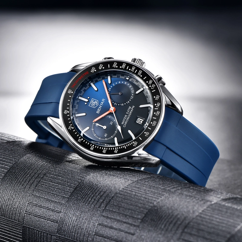 BENYAR Quartz Men's Watches full Steel Sports Waterproof Chronograph Wrist Watches for Men BY5194