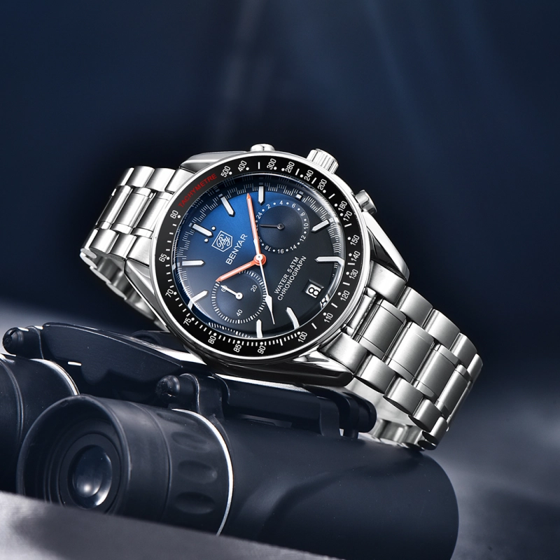 BENYAR Quartz Men's Watches full Steel Sports Waterproof Chronograph Wrist Watches for Men BY5194