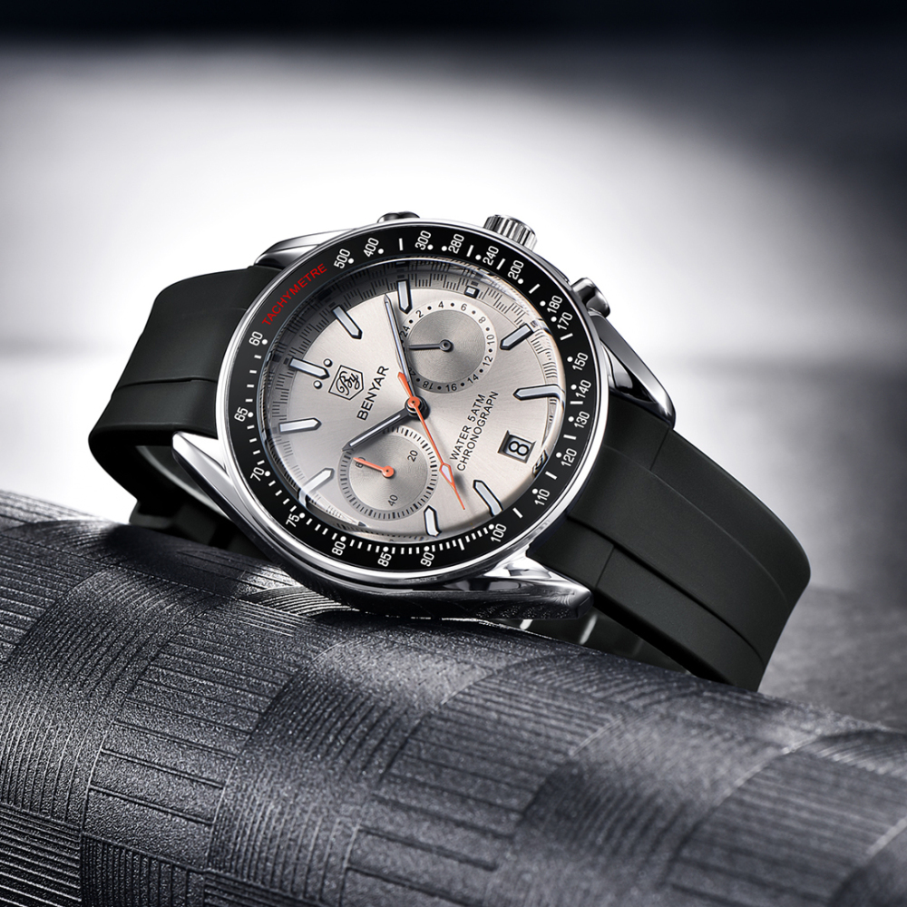 BENYAR Quartz Men's Watches full Steel Sports Waterproof Chronograph Wrist Watches for Men BY5194