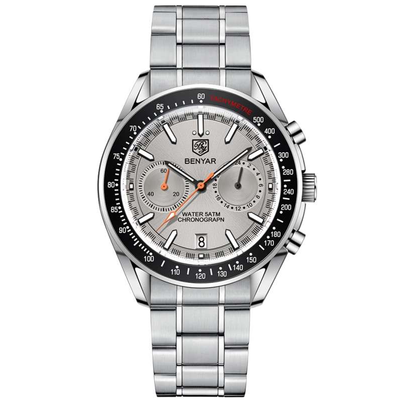 BENYAR Quartz Men's Watches full Steel Sports Waterproof Chronograph Wrist Watches for Men BY5194