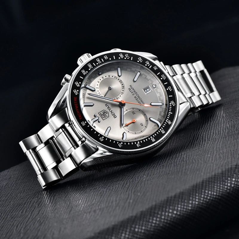 BENYAR Quartz Men's Watches full Steel Sports Waterproof Chronograph Wrist Watches for Men BY5194