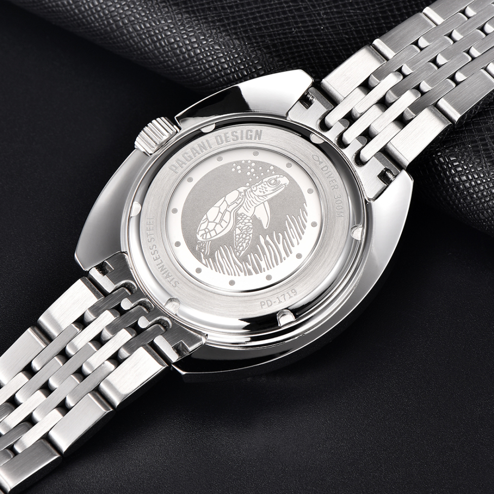 PAGANI DESIGN New Aumatic Men's Watches 43mm full Stainless Steel 300M Waterproof Wrist Watches for Men SEIKO NH38A Mechanical Movt C3 Lume