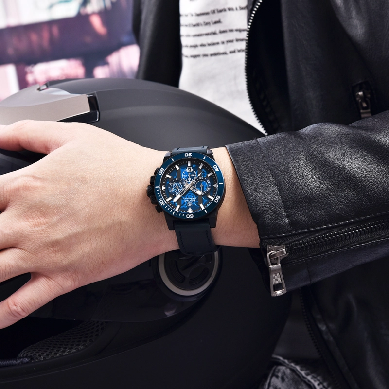 BENYAR New Men's Quartz Watches BY5197 Leather Sports Chronograph Wrist Watch for Men Auto Date Daily Waterproof