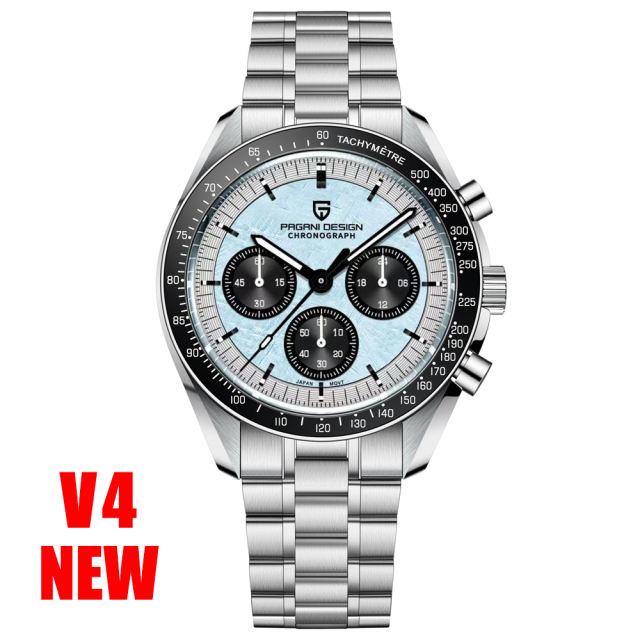 PAGANI DESIGN Men's Quartz Watches New Release full Stainless Steel Waterproof Sports Chronograph Wrist Watch for Men PD1701