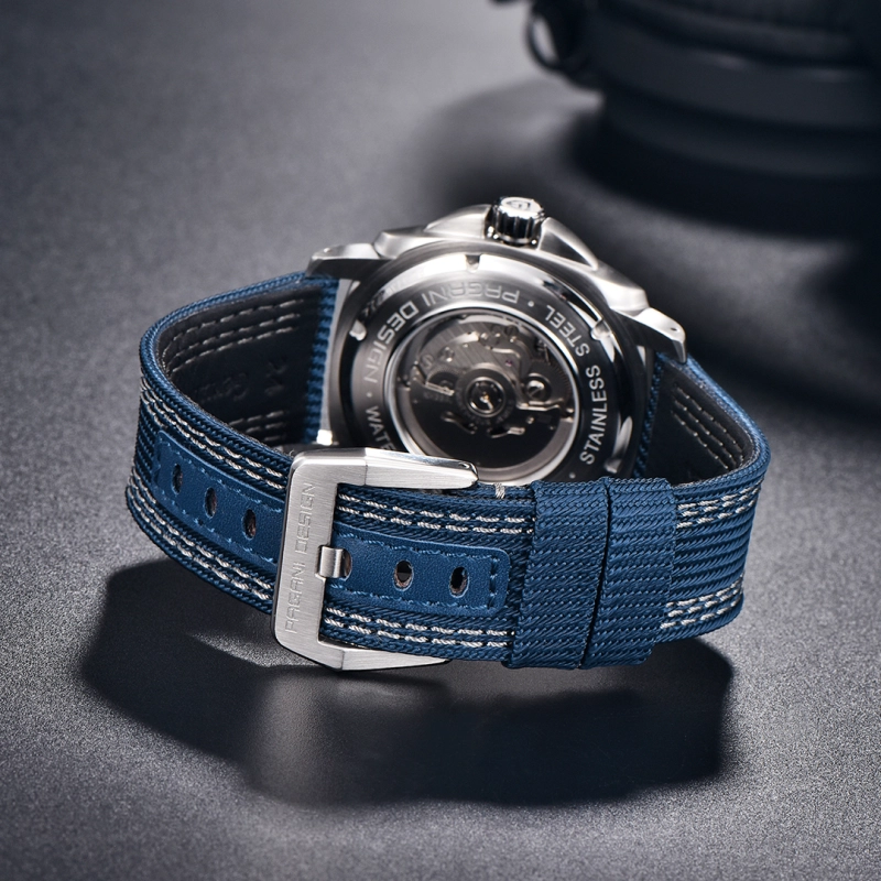 PAGANI DESIGN Men's Automatic Watches Unique Square Stainless Steel Mechanical Wrist Watch for Men Nylon Watchband 100M Waterproof