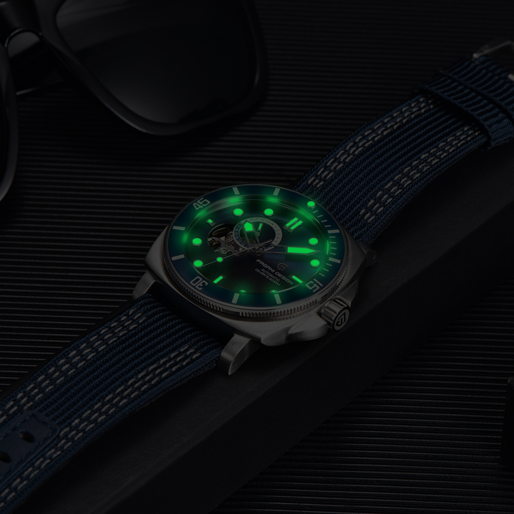 PAGANI DESIGN Men's Automatic Watches Unique Square Stainless Steel Mechanical Wrist Watch for Men Nylon Watchband 100M Waterproof