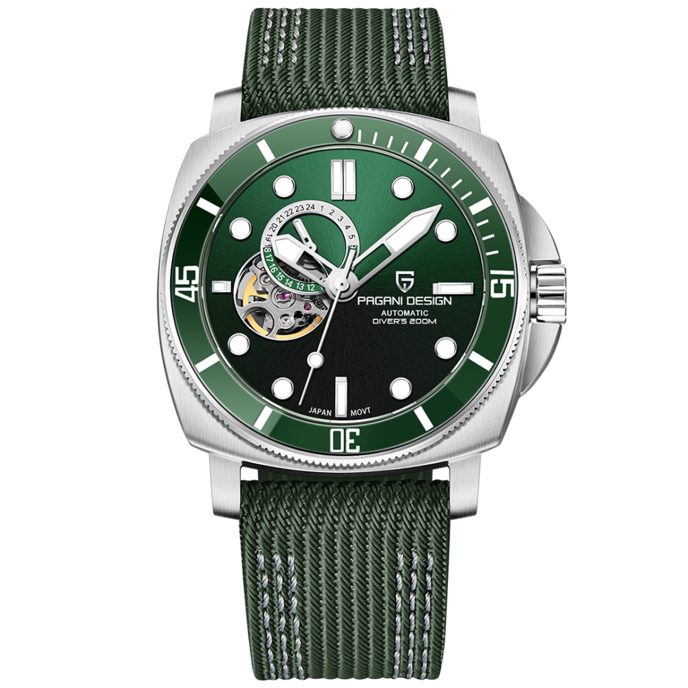 PAGANI DESIGN PD-1736 Men's Automatic Watches Unique Square Stainless Steel Mechanical Wrist Watch for Men Nylon Watchband 100M Waterproof