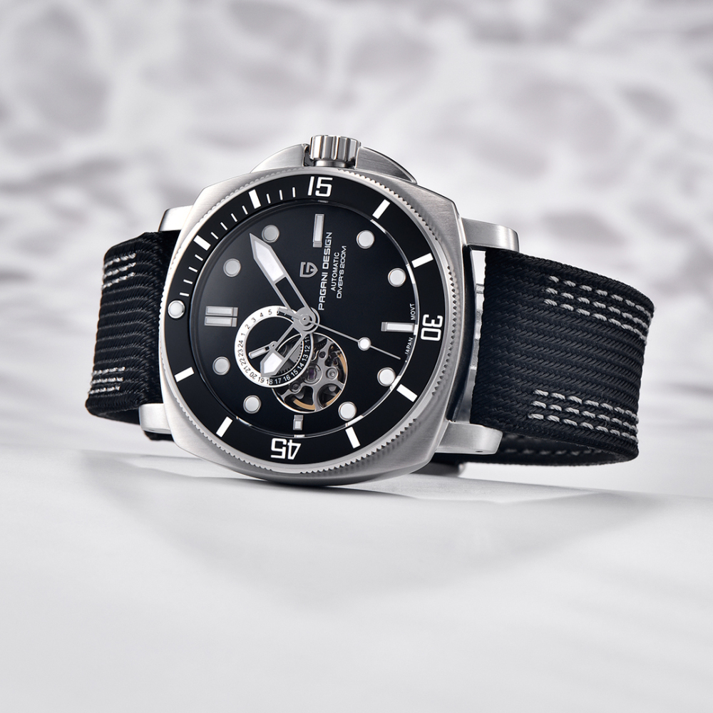 PAGANI DESIGN PD-1736 Men's Automatic Watches Unique Square Stainless Steel Mechanical Wrist Watch for Men Nylon Watchband 100M Waterproof