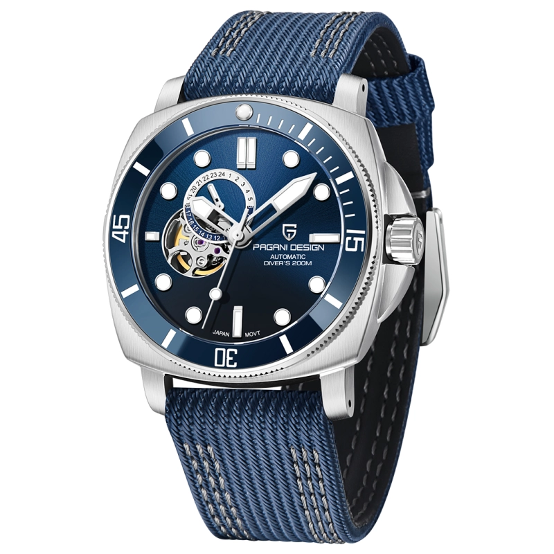 PAGANI DESIGN PD-1736 Men's Automatic Watches Unique Square Stainless Steel Mechanical Wrist Watch for Men Nylon Watchband 100M Waterproof