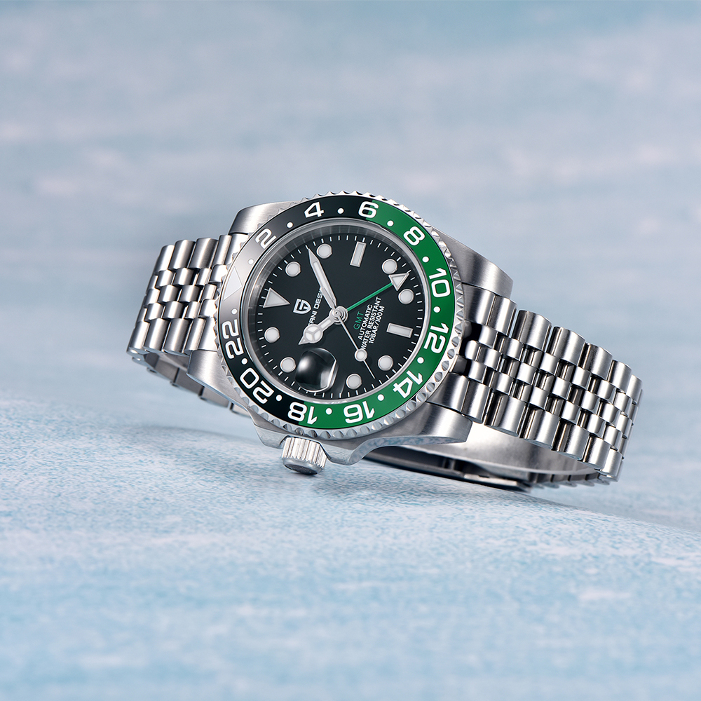 PAGANI DESIGN PD-1662 Men's Watches Automatic GMT Mechanical Stainless Steel Waterproof Wrist Watch for Men Jubilee Bracelet Sapphire Glass