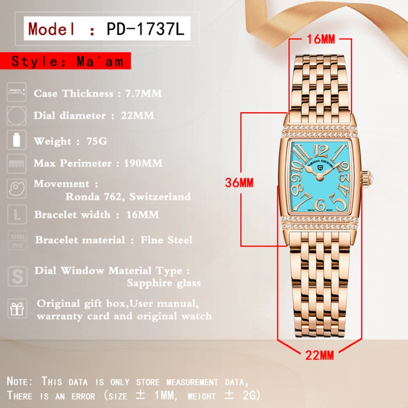 PAGANI DESIGN Luxury Women's Watches Stainless Steel Quartz Wrist Watches for Women PD1737L Gold Dress Wristwatches
