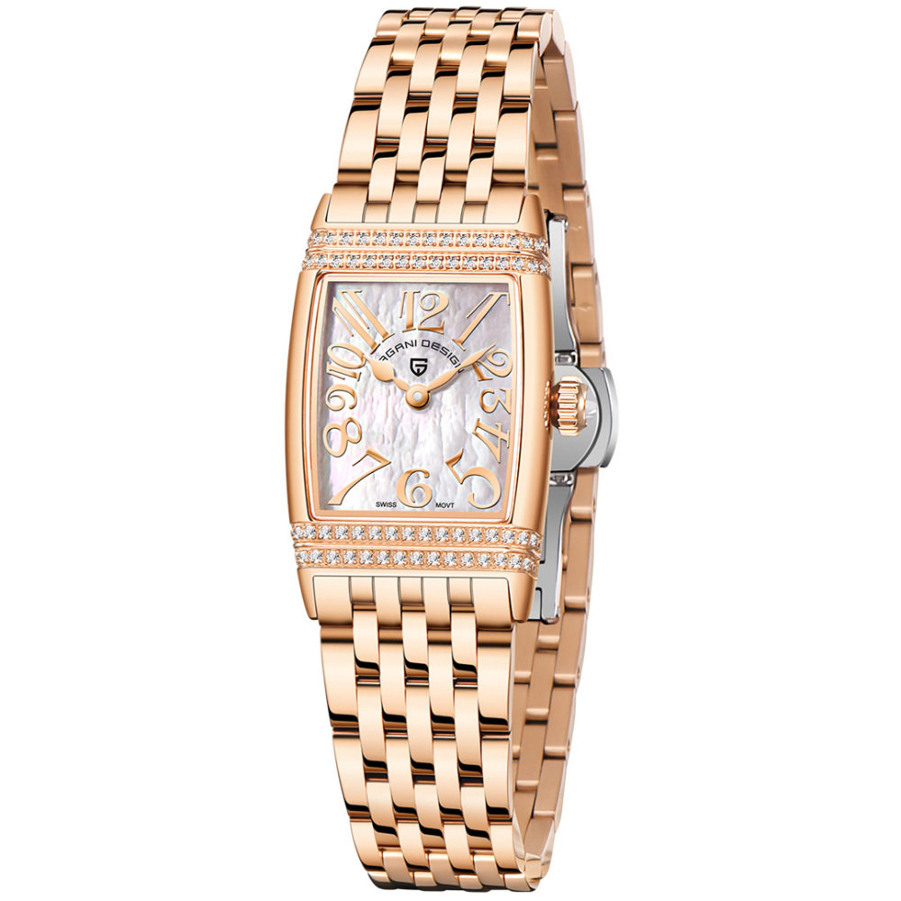 PAGANI DESIGN Luxury Women's Watches Stainless Steel Quartz Wrist Watches for Women PD1737L Gold Dress Wristwatches