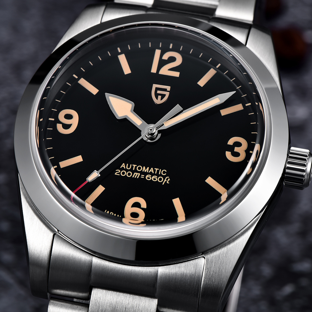 PAGANI DESIGN Men's Automatic Watches 36mm Stainless Steel Mechanical Watches NH35 Sapphire AR Coating 20Bar Waterproof