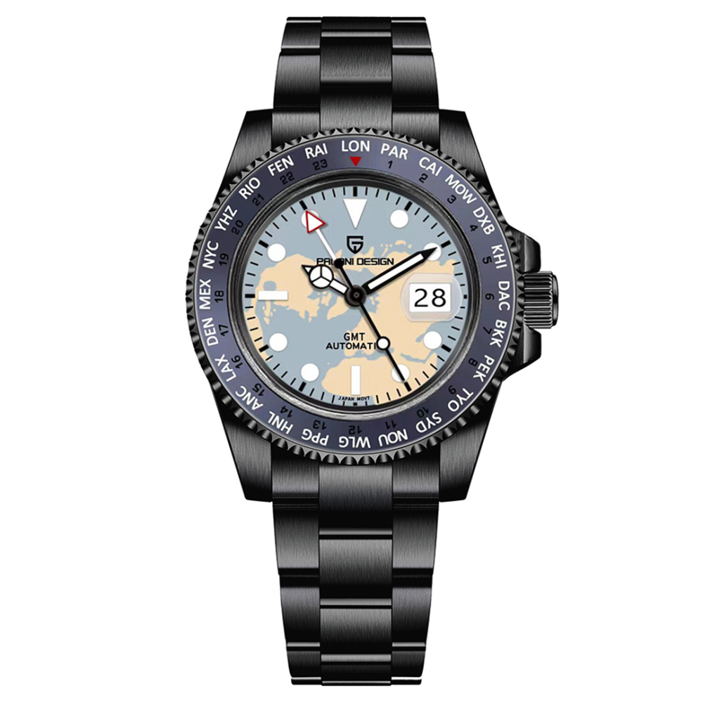 PAGANI DESIGN New Men's Automatic Watches NH34 GMT Mechanical 40mm Stainless Steel Waterproof Wrist Watch for Men Sapphire Dial Glass
