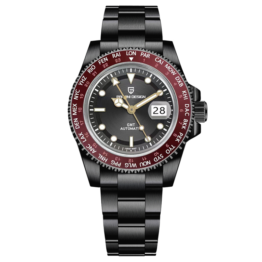 PAGANI DESIGN PD-1758 Men's Automatic Watches NH34 GMT Mechanical 40mm Stainless Steel Waterproof Wrist Watch for Men Sapphire Dial Glass