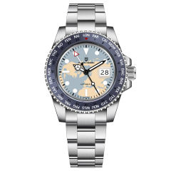 silver light blue map oyster PD1758GMT