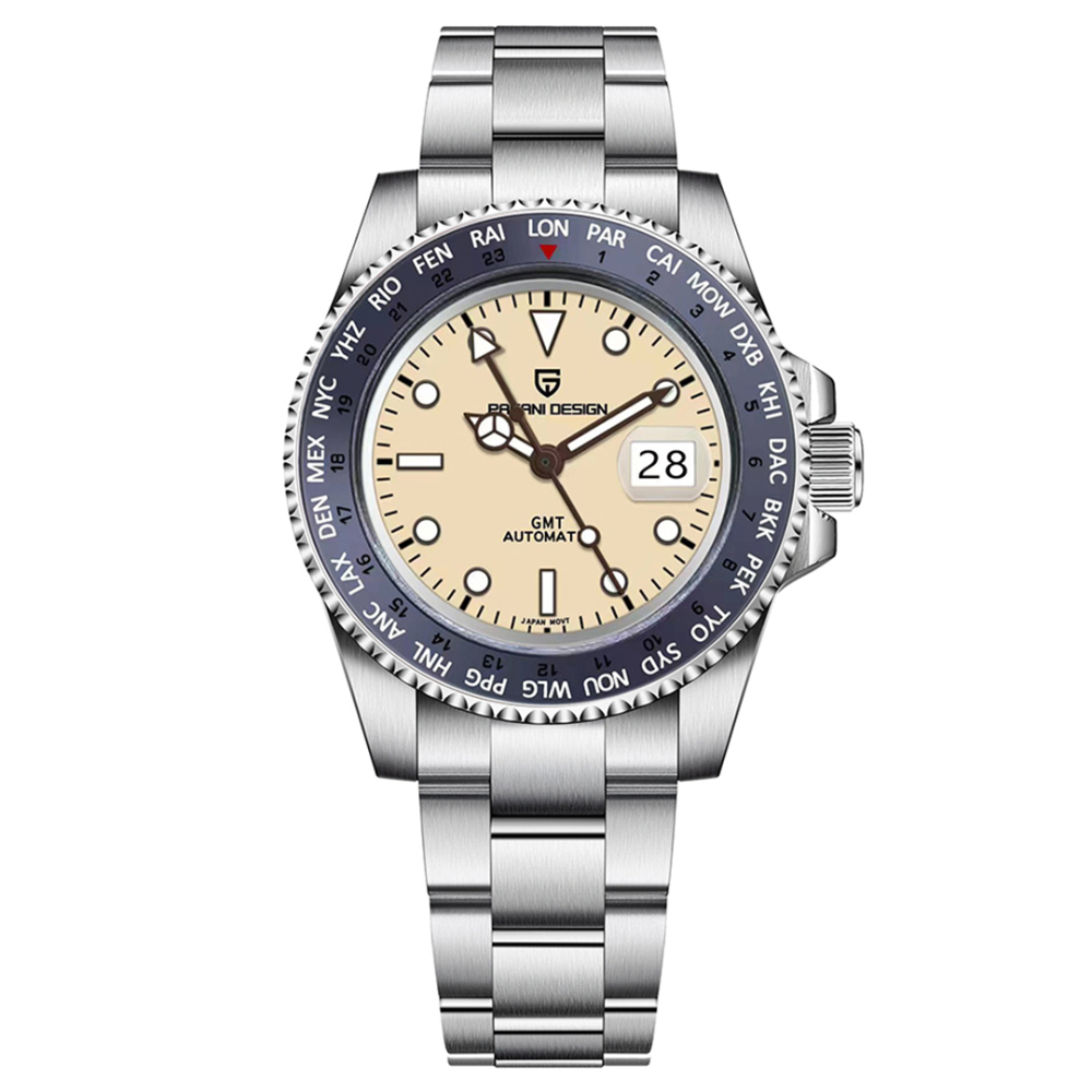 PAGANI DESIGN PD-1758 Men's Automatic Watches NH34 GMT Mechanical 40mm Stainless Steel Waterproof Wrist Watch for Men Sapphire Dial Glass