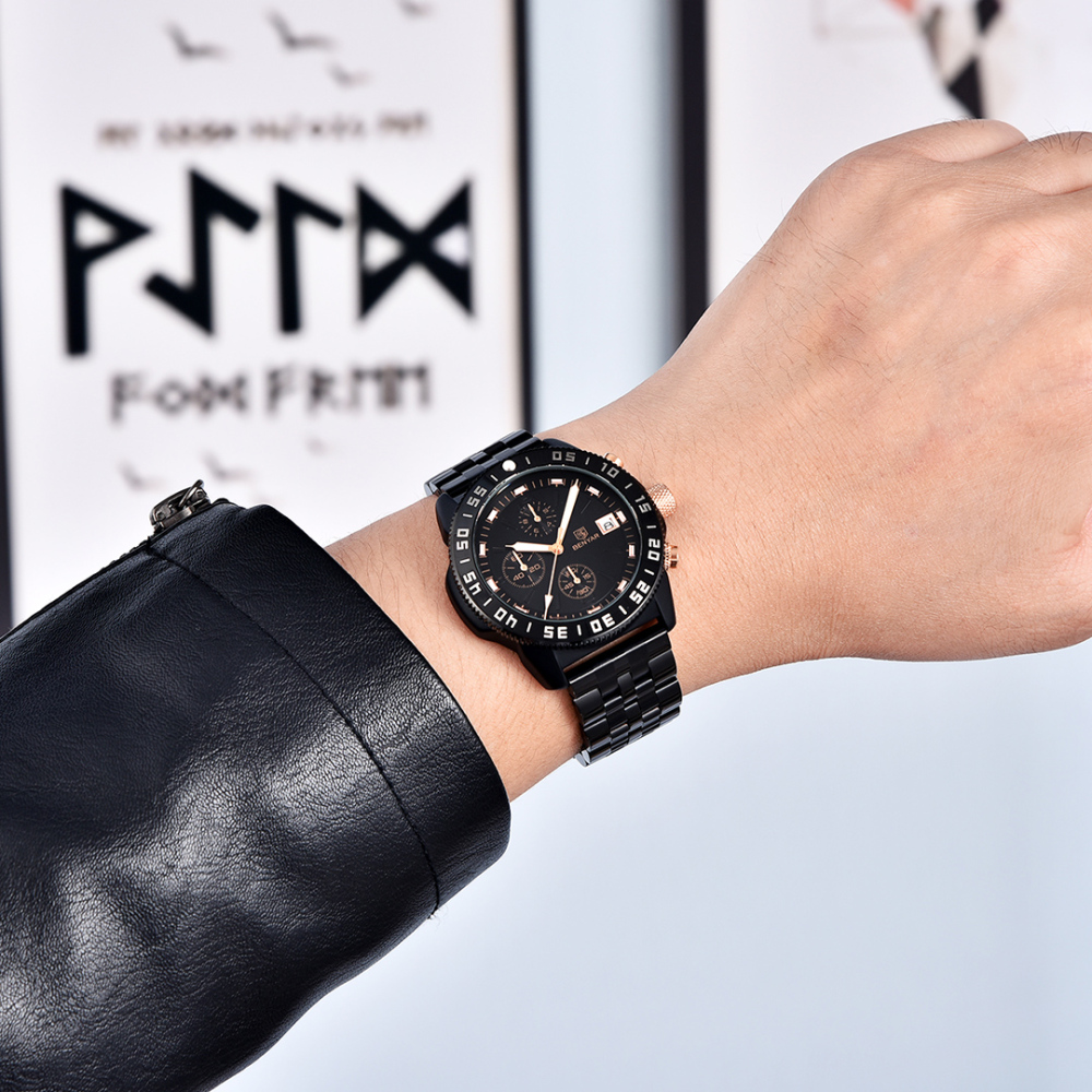 BENYAR Men's Quartz Watches BY5198 Sports Steel Luxury Chronograph Wrist Watch for Men Silicone Watchband