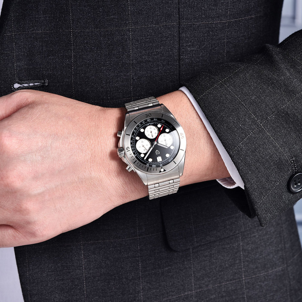 PAGANI DESIGN PD-1705V2 Men's Quartz Watches Stainless Steel Waterproof 42mm Chronograph Sport Wrist Watch for Men