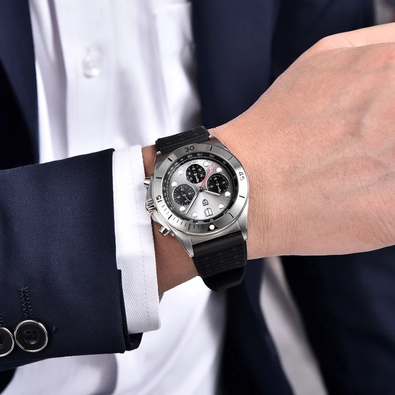 PAGANI DESIGN PD-1705V2 Men's Quartz Watches Stainless Steel Waterproof 42mm Chronograph Sport Wrist Watch for Men