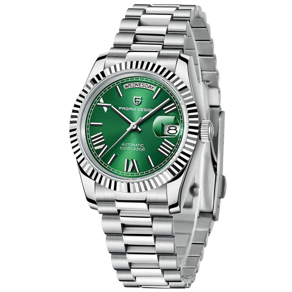 PAGANI DESIGN Men's Automatic Watches, PD-1752 Mechanical Stainless Steel Luxury 36mm Wrist Watch for Men 100M Waterproof AR Coating