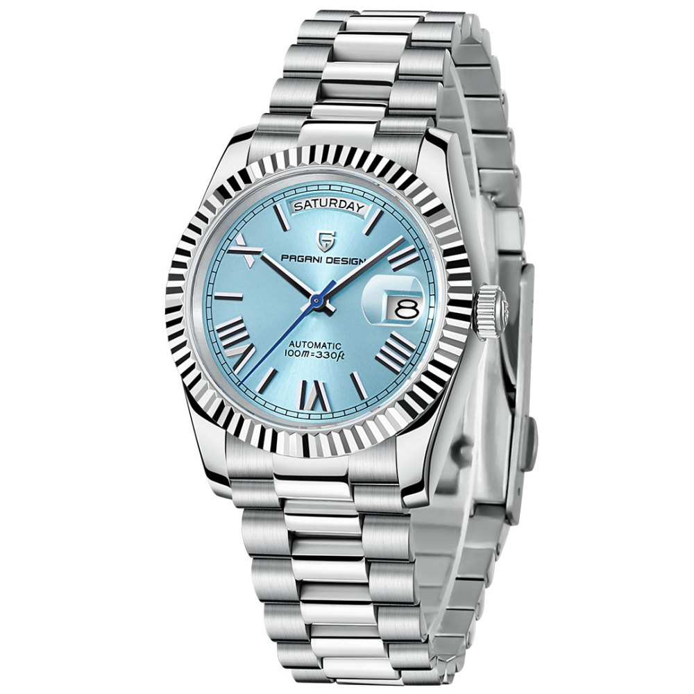 PAGANI DESIGN Men's Automatic Watches, PD-1752 Mechanical Stainless Steel Luxury 36mm Wrist Watch for Men 100M Waterproof AR Coating