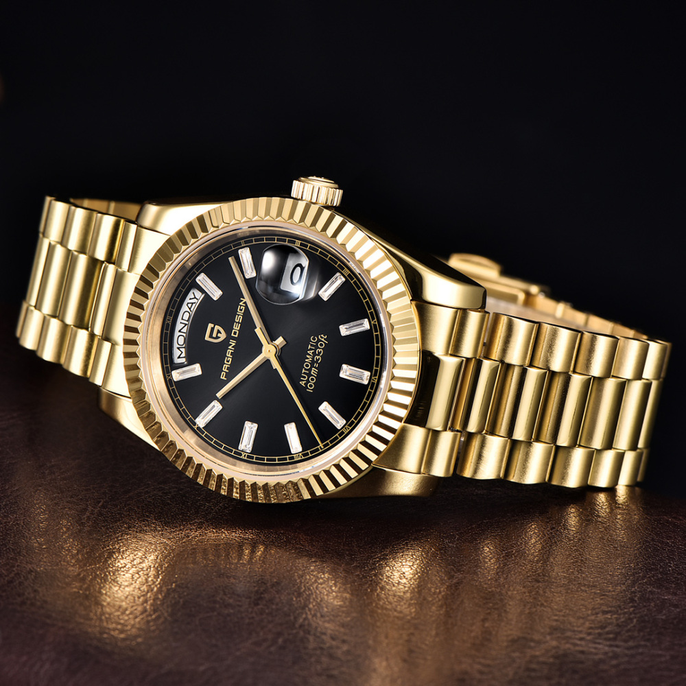 PAGANI DESIGN Men's Automatic Watches, PD1752 Mechanical Stainless Steel Luxury 36mm Wrist Watch for Men 100M Waterproof AR Coating