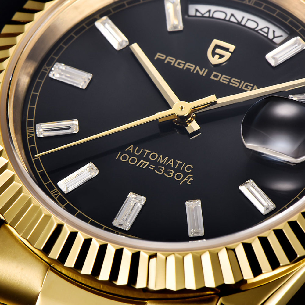 PAGANI DESIGN Men's Automatic Watches, PD-1752 Mechanical Stainless Steel Luxury 36mm Wrist Watch for Men 100M Waterproof AR Coating