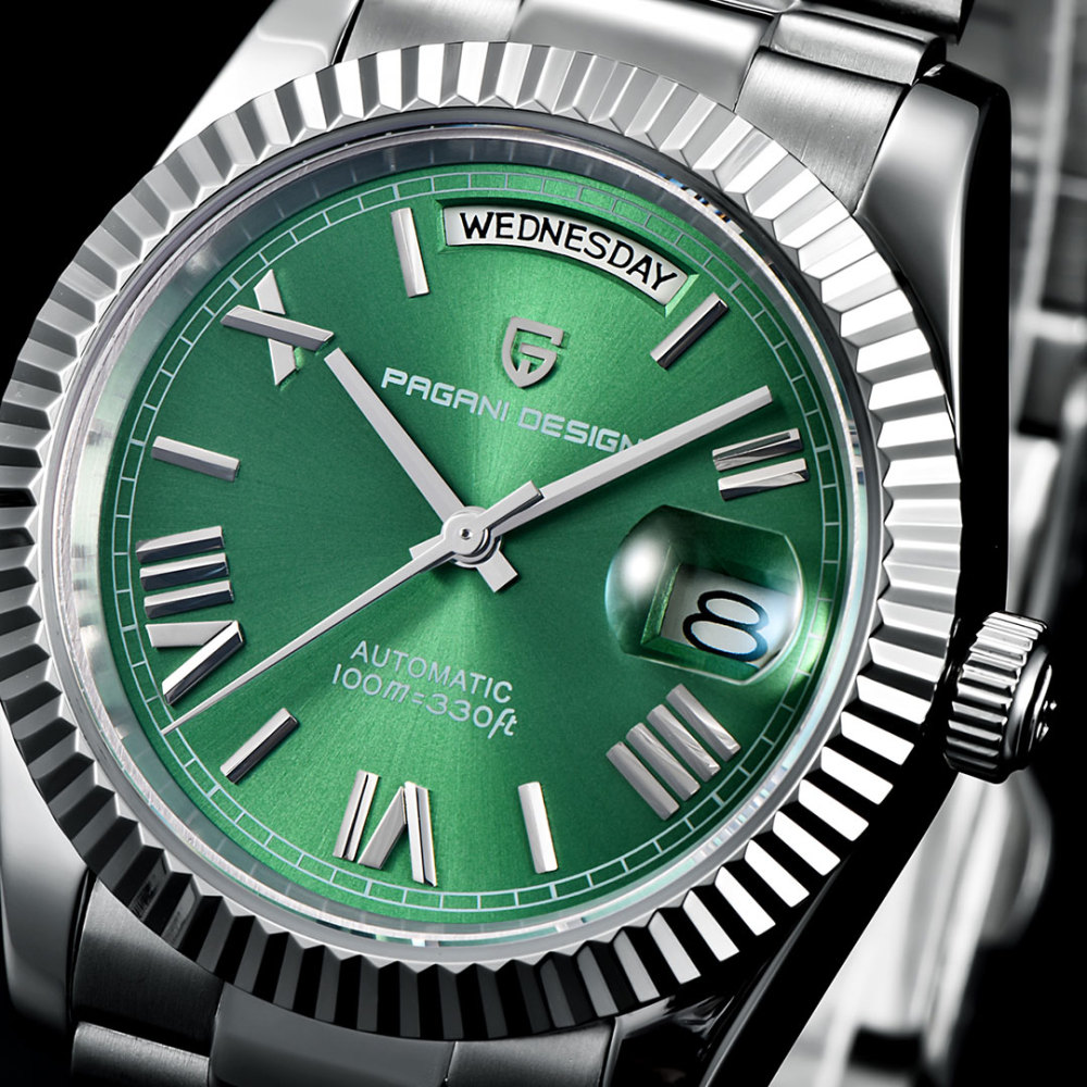 PAGANI DESIGN Men's Automatic Watches, PD-1752 Mechanical Stainless Steel Luxury 36mm Wrist Watch for Men 100M Waterproof AR Coating