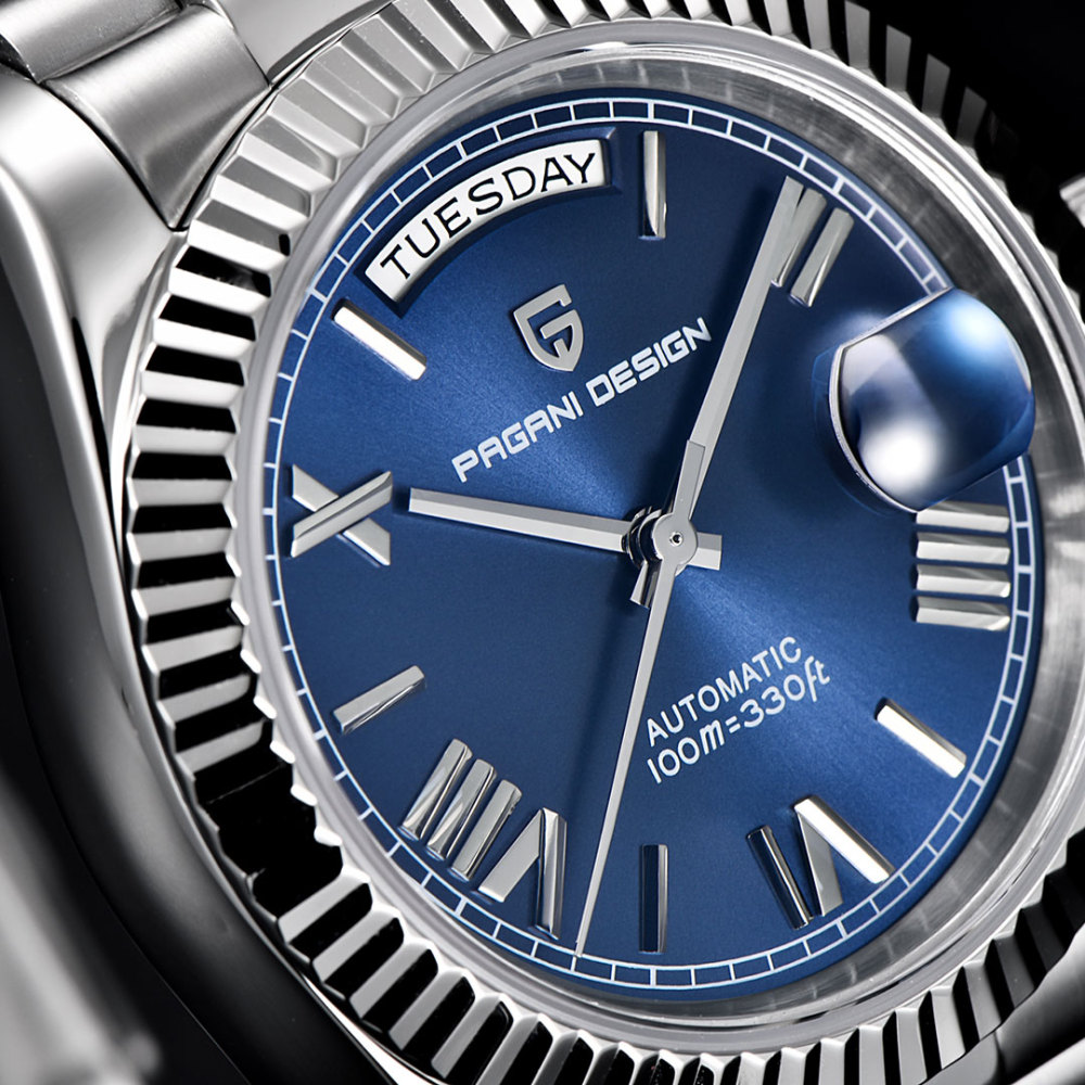 PAGANI DESIGN Men's Automatic Watches, PD-1752 Mechanical Stainless Steel Luxury 36mm Wrist Watch for Men 100M Waterproof AR Coating