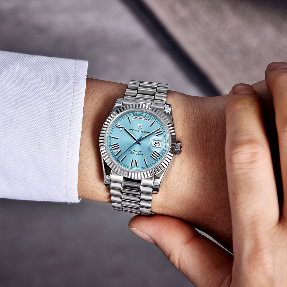 PAGANI DESIGN Men's Automatic Watches, PD1752 Mechanical Stainless Steel Luxury 36mm Wrist Watch for Men 100M Waterproof AR Coating