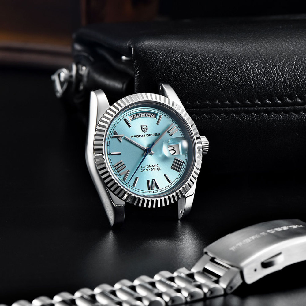 PAGANI DESIGN Men's Automatic Watches, PD1752 Mechanical Stainless Steel Luxury 36mm Wrist Watch for Men 100M Waterproof AR Coating