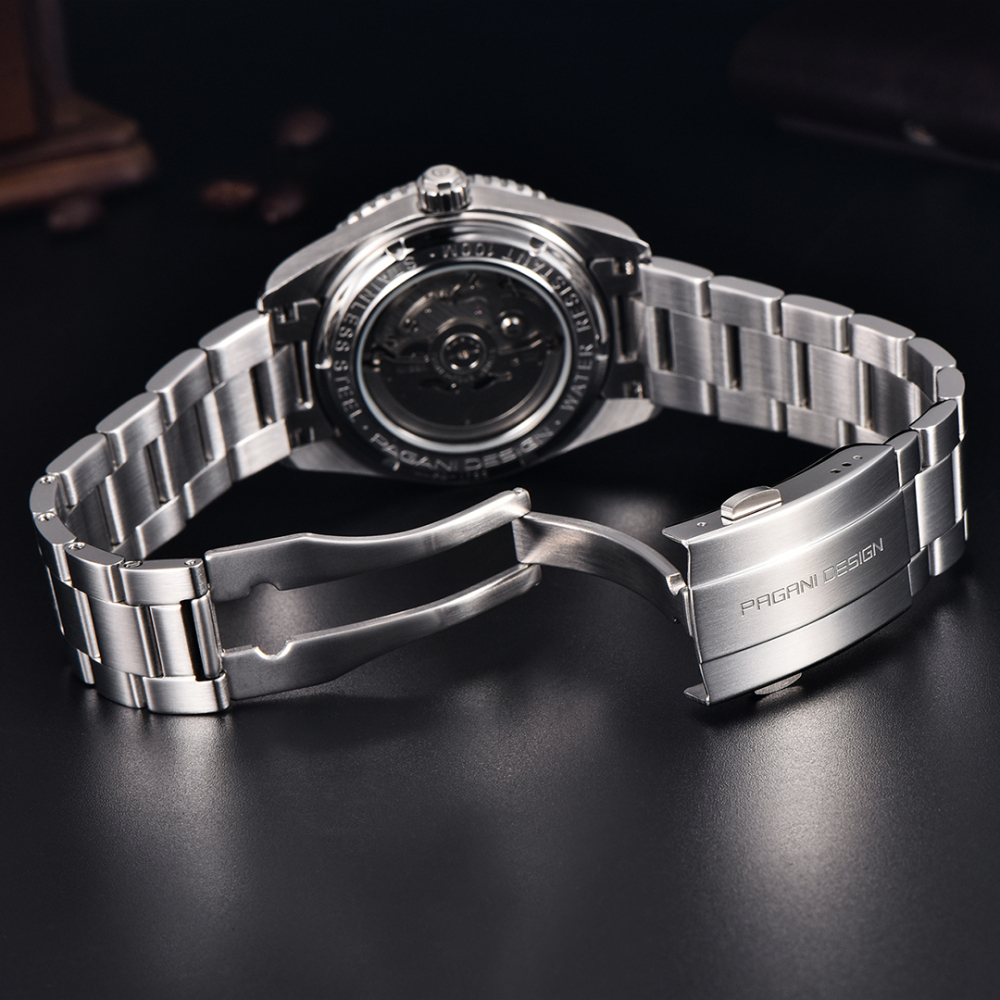 PAGANI DESIGN PD1755 Men's Automatic Watches 40mm Vintage Stainless Steel Waterproof Mechanical Wrist Watches for Men NH35, Sapphire Dial Glass with AR Coating
