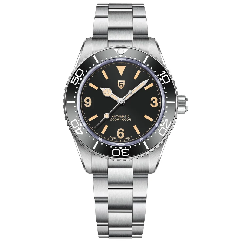 PAGANI DESIGN PD-1755 Men's Automatic Watches 40mm Vintage Stainless Steel Waterproof Mechanical Wrist Watches for Men NH35, Sapphire Dial Glass with AR Coating