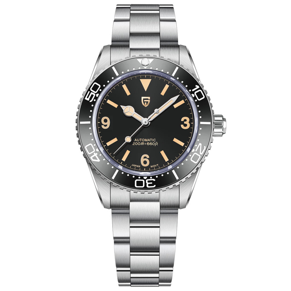 PAGANI DESIGN PD-1755 Men's Automatic Watches 40mm Vintage Stainless Steel Waterproof Mechanical Wrist Watches for Men NH35, Sapphire Dial Glass with AR Coating