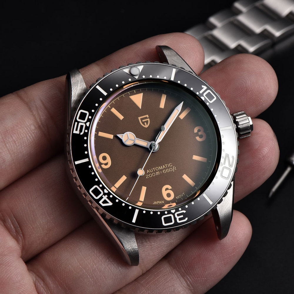 PAGANI DESIGN PD1755 Men's Automatic Watches 40mm Vintage Stainless Steel Waterproof Mechanical Wrist Watches for Men NH35, Sapphire Dial Glass with AR Coating