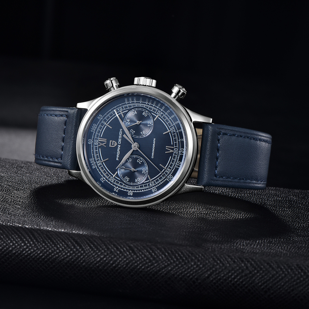 PAGANI DESIGN PD1739, Men's Quartz Watches 40mm Luxury Chronograph Stainless Steel Business Wristwatch for Men Leather Watchband