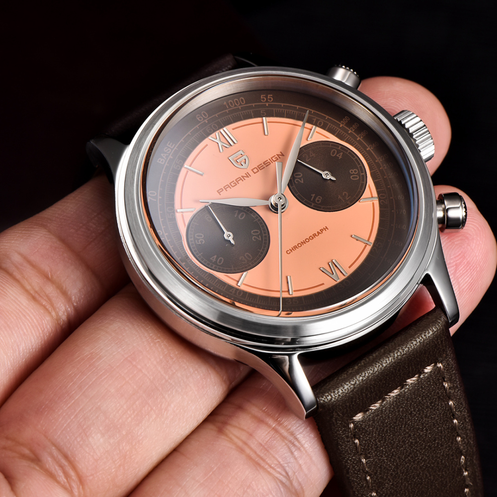 PAGANI DESIGN PD1739, Men's Quartz Watches 40mm Luxury Chronograph Stainless Steel Business Wristwatch for Men Leather Watchband