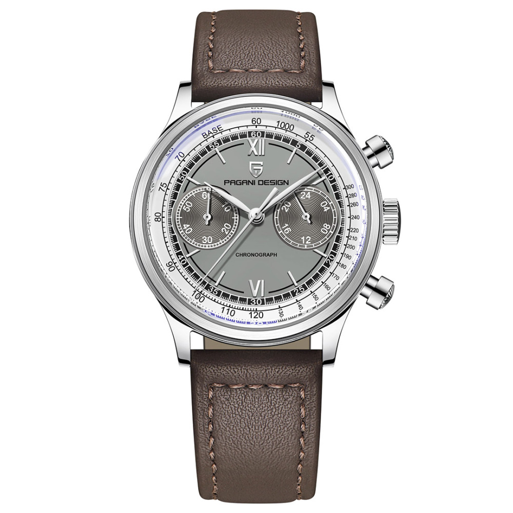 PAGANI DESIGN PD1739, Men's Quartz Watches 40mm Luxury Chronograph Stainless Steel Business Wristwatch for Men Leather Watchband
