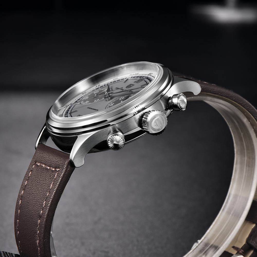 PAGANI DESIGN PD1739, Men's Quartz Watches 40mm Luxury Chronograph Stainless Steel Business Wristwatch for Men Leather Watchband