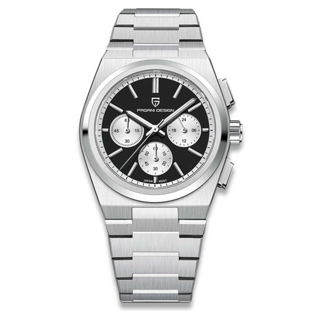 PAGANI DESIGN PD-1761, Men's Quartz Watches 40mm Chronograph Sports Stainless Steel Wristwatches Luxury 100M Waterproof Watches for Men