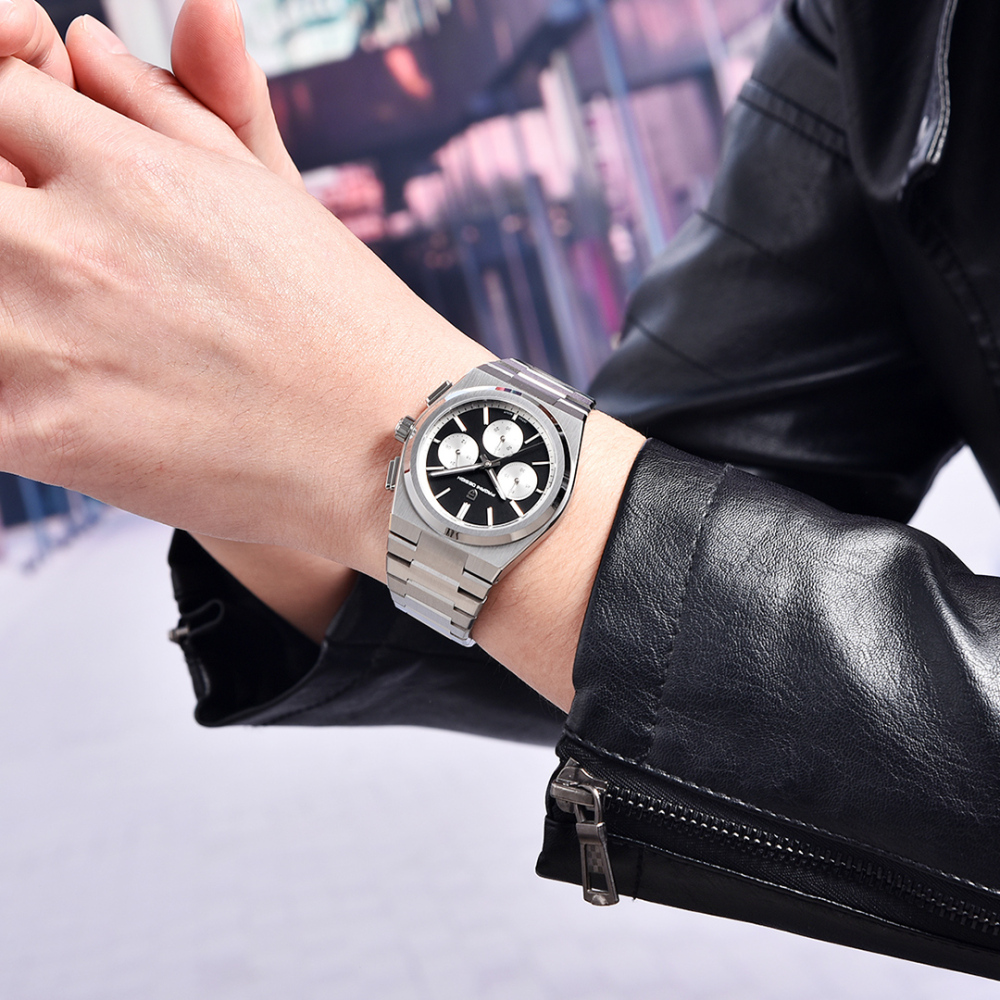 PAGANI DESIGN PD1761, Men's Quartz Watches 40mm Chronograph Sports Stainless Steel Wristwatches Luxury 100M Waterproof Watches for Men