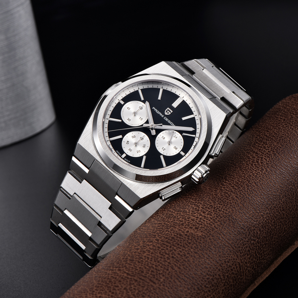 PAGANI DESIGN PD1761, Men's Quartz Watches 40mm Chronograph Sports Stainless Steel Wristwatches Luxury 100M Waterproof Watches for Men