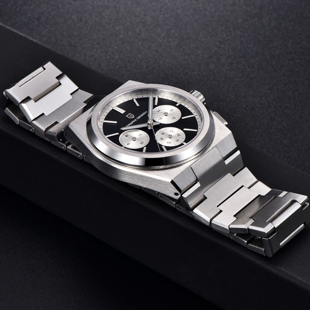 PAGANI DESIGN PD1761, Men's Quartz Watches 40mm Chronograph Sports Stainless Steel Wristwatches Luxury 100M Waterproof Watches for Men