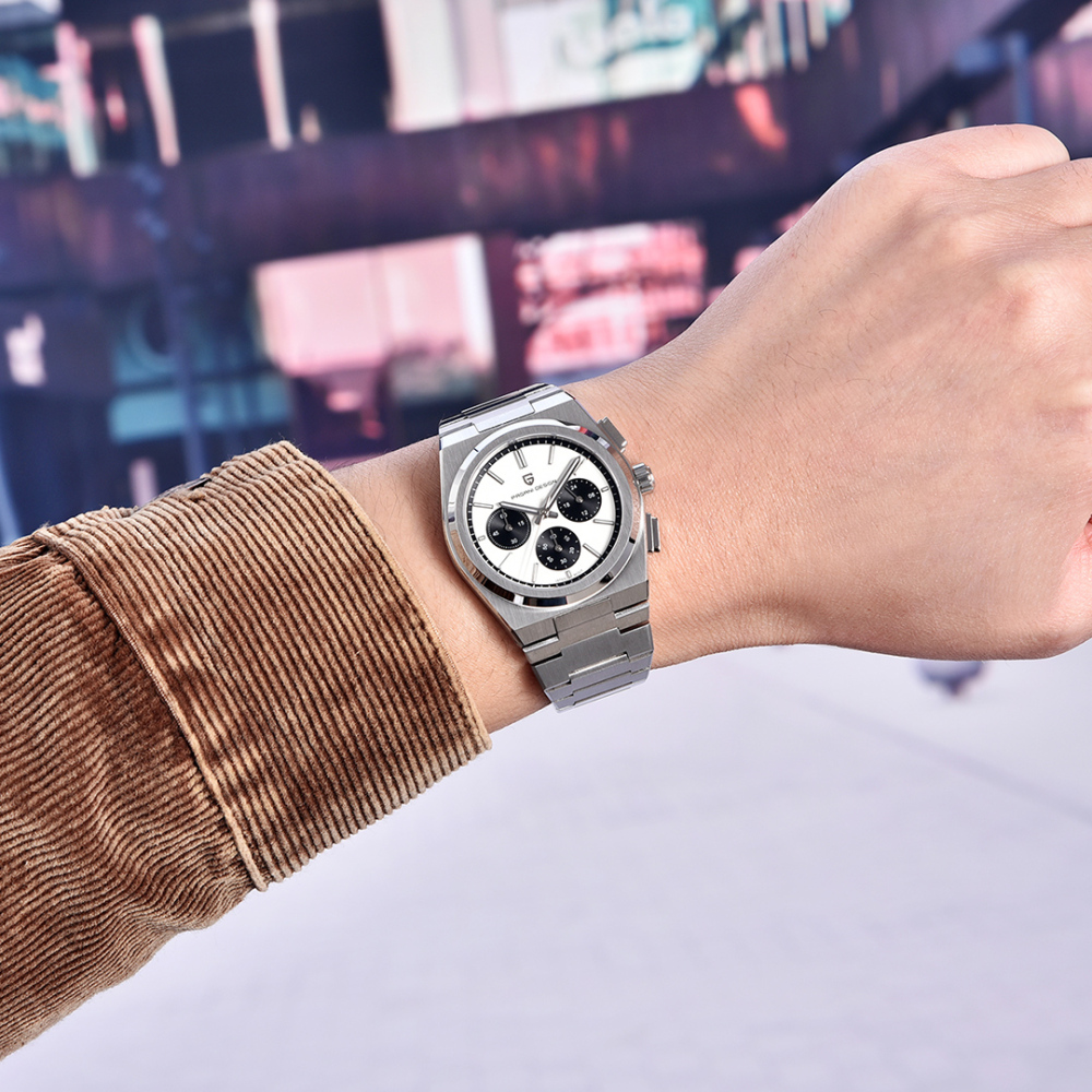 PAGANI DESIGN PD1761, Men's Quartz Watches 40mm Chronograph Sports Stainless Steel Wristwatches Luxury 100M Waterproof Watches for Men