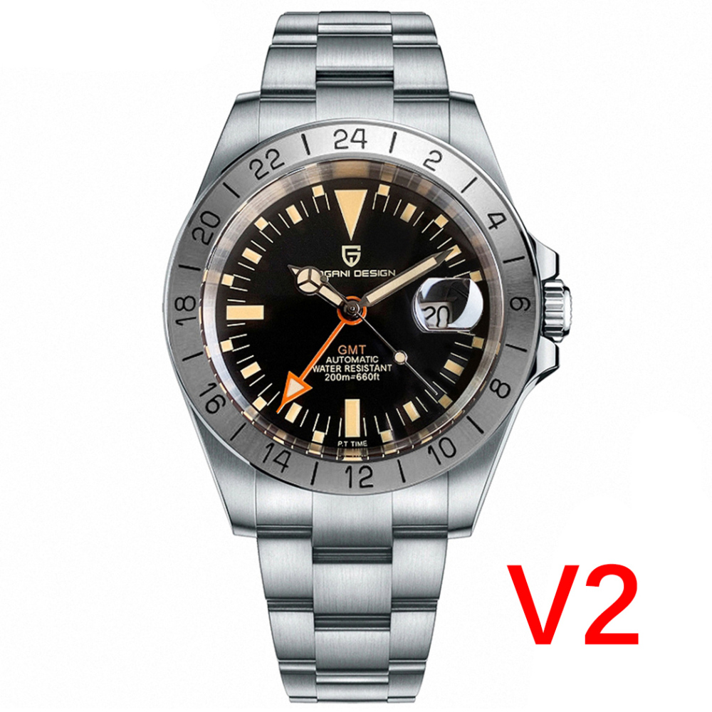 PAGANI DESIGN New Men's Watches Explorer GMT Automatic Mechanical Wrist Watches for Men Stainless Steel Bracelet 200M Waterproof